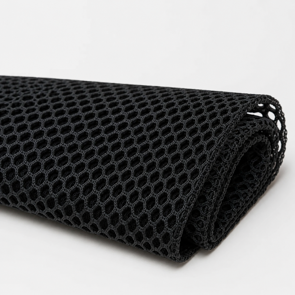 Black 7 mm Polyester Hex Mesh — 10 yd Roll — fabric material