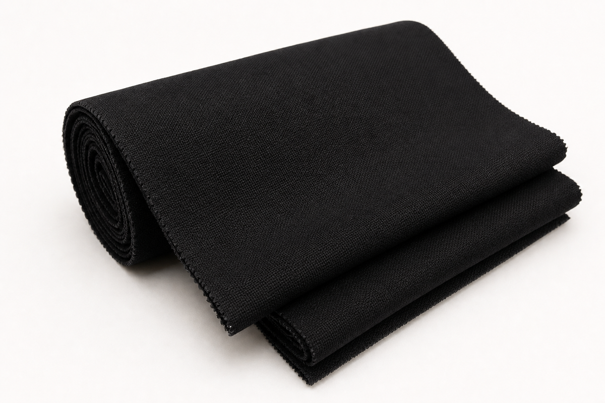 Black F/R Duvetyne / Commando Cloth — 55 in × 5 yd — fabric material