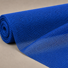 Illustration of royal blue mesh fabric on a roll.