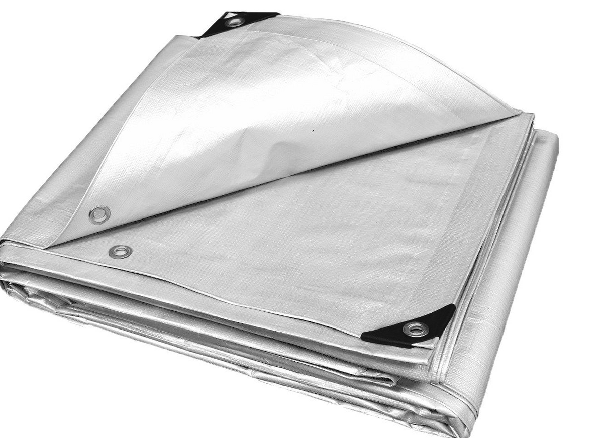 Heavy-Duty White Poly Tarps — 8 mil, 12 × 12 Weave — product photo